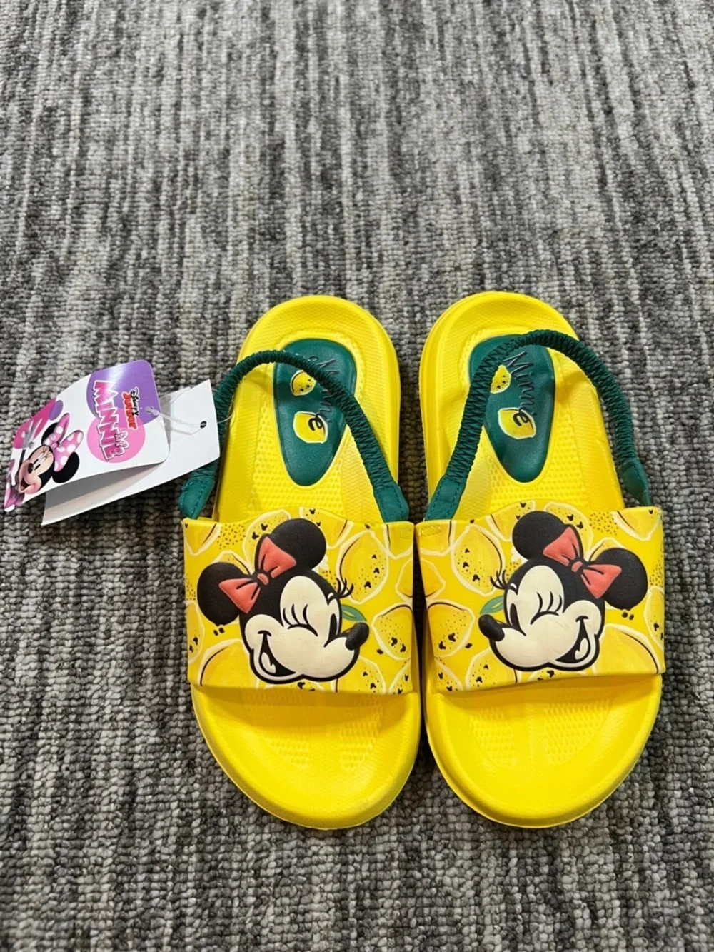 Disney Girls' Minnie Mouse Slide Sandals - Yellow Size 11/12
